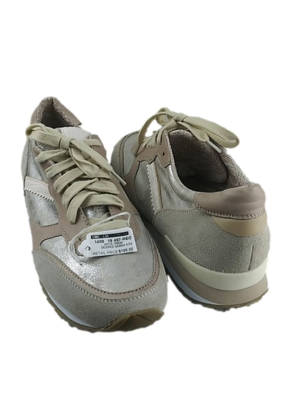 Regarde Le Ciel Desiree Sabbia Tan Leather Metallic Low Top Lace Up Sneaker